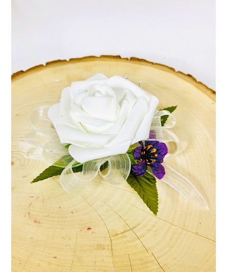 Purple & White Corsage (Silk)