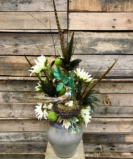 silk arrangement in woodland style
