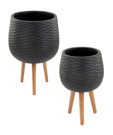 Wavy Black Planter Stand