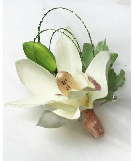White Orchid Boutonniere (Silk)