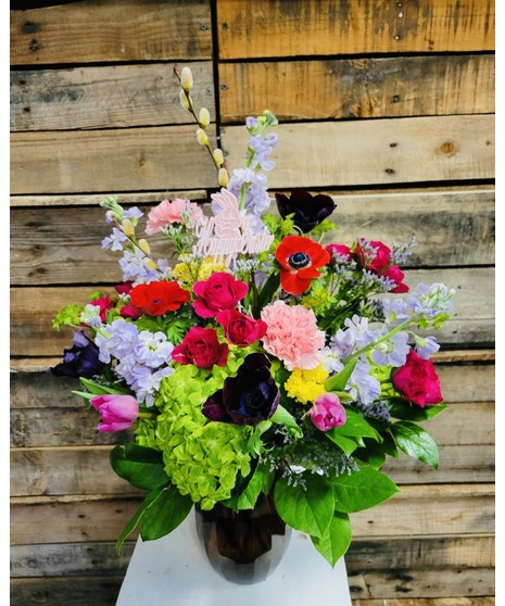 colorful anemones in flower arrangement
