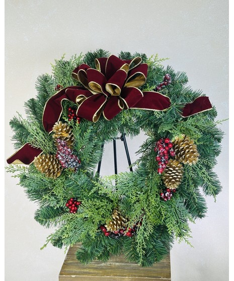 MIXED EVERGREEN WREATH SILK