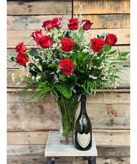 ROSES AND DOM PERIGNON (2 PCS)